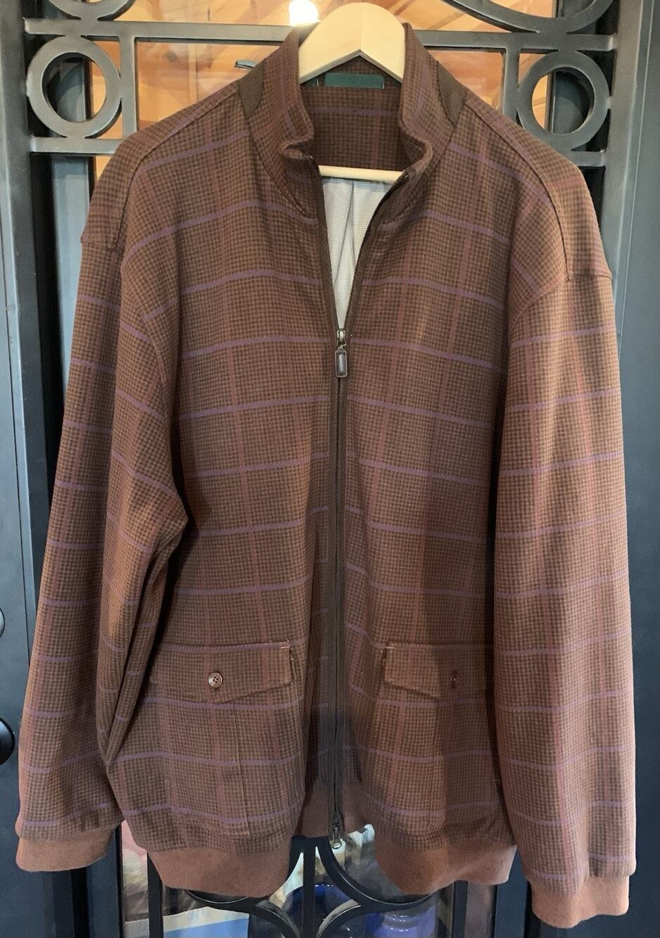 Bobby Jones Mens Houndstooth Jacket Size XXL Luxury Golf Sportswear 100% Cotton